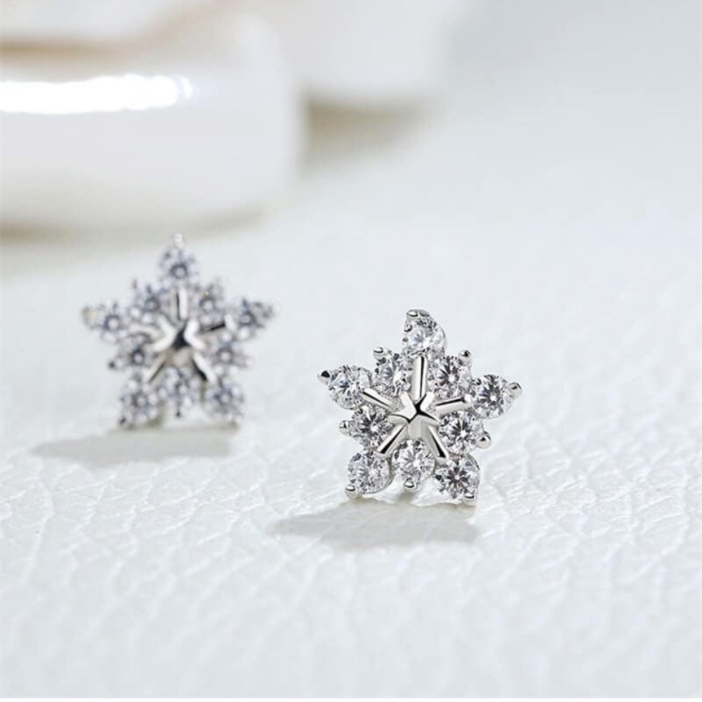 🥳HP(8*22)✨ Sparkling Flower / Snowflake Stud Earrings | 925 Sterling Silver Post